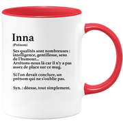 quotedazur - Mug Définition Prénom Inna Déesse Tout Simplement - Cadeau Humour Prénom - Idée Cadeau Famille Saint Valentin - Tasse Prénom Inna - Idéal Pour Noël Au Bureau