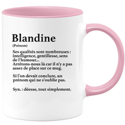 quotedazur - Mug Définition Prénom Blandine Déesse Tout Simplement - Cadeau Humour Prénom - Idée Cadeau Famille Saint Valentin - Tasse Prénom Blandine - Idéal Pour Noël Au Bureau