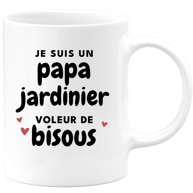 quotedazur - Mug Je Suis Un Papa Jardinier Voleur De Bisous - Cadeau Fête Des Pères Original - Idée Cadeau Pour Anniversaire Papa - Cadeau Pour Futur Papa Naissance