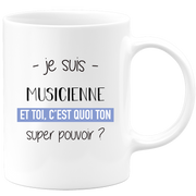 quotedazur - Mug Je Suis Musicienne Et Toi C'est Quoi Ton Super Pouvoir - Cadeau Humour Travail - Idée Cadeau Départ Collègue - Tasse Chef Musicienne - Idéal Pour Noël Au Bureau