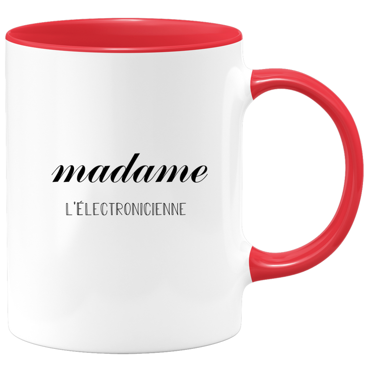 quotedazur - Mug Madame L'Electronicienne - Cadeau Pour Electronicienne - Cadeau Personnalisé Pour Femme - Cadeau Original Anniversaire Ou Noël