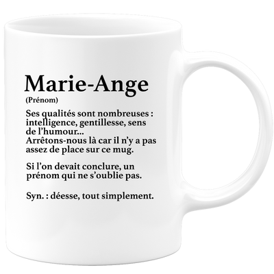 quotedazur - Mug Définition Prénom Marie-ange Déesse Tout Simplement - Cadeau Humour Prénom - Idée Cadeau Famille Saint Valentin - Tasse Prénom Marie-ange - Idéal Pour Noël Au Bureau