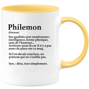 quotedazur - Mug Définition Prénom Philemon Dieu Tout Simplement - Cadeau Humour Prénom - Idée Cadeau Famille Saint Valentin - Tasse Prénom Philemon