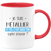 quotedazur - Mug Je Suis Metallier Et Toi C'est Quoi Ton Super Pouvoir - Cadeau Humour Travail - Idée Cadeau Départ Collègue - Tasse Chef Metallier - Idéal Pour Noël Au Bureau