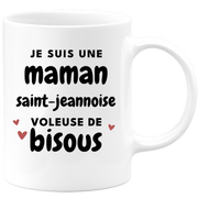 quotedazur - Mug Je Suis Une Maman Saint-Jeannoise Voleuse De Bisous - Cadeau Pour Saint-Jeannoise - Cadeau Personnalisé Pour Femme - Cadeau Original Pour Anniversaire, Noël, Future Maman Naissance