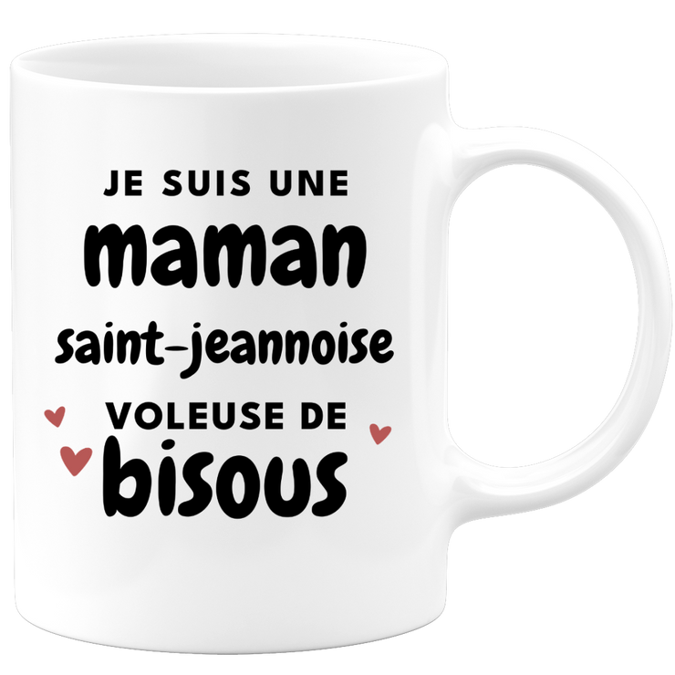 quotedazur - Mug Je Suis Une Maman Saint-Jeannoise Voleuse De Bisous - Cadeau Pour Saint-Jeannoise - Cadeau Personnalisé Pour Femme - Cadeau Original Pour Anniversaire, Noël, Future Maman Naissance