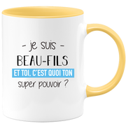 quotedazur - Mug Je Suis Beau fils Et Toi C'est Quoi Ton Super Pouvoir - Cadeau Humour Travail - Idée Cadeau Départ Collègue - Tasse Chef Beau fils - Idéal Pour Noël Au Bureau