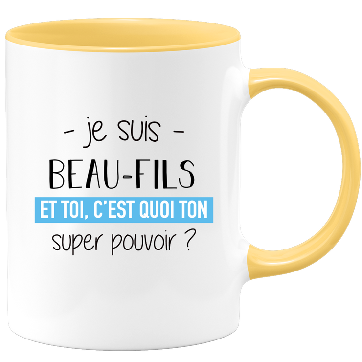 quotedazur - Mug Je Suis Beau fils Et Toi C'est Quoi Ton Super Pouvoir - Cadeau Humour Travail - Idée Cadeau Départ Collègue - Tasse Chef Beau fils - Idéal Pour Noël Au Bureau