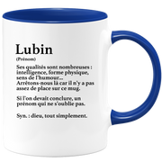 quotedazur - Mug Définition Prénom Lubin Dieu Tout Simplement - Cadeau Humour Prénom - Idée Cadeau Famille Saint Valentin - Tasse Prénom Lubin