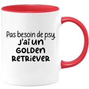 quotedazur - Mug Pas Besoin De Psy J'ai Un Golden Retriever - Cadeau Humour Chien - Tasse Originale Animaux Cadeau Noël Anniversaire