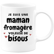 quotedazur - Mug Je Suis Une Maman Fromagère Voleuse De Bisous - Cadeau Fête Des Mères Original - Idée Cadeau Pour Anniversaire Maman - Cadeau Pour Future Maman Naissance