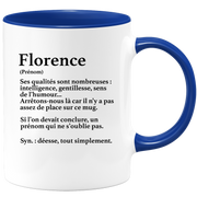 quotedazur - Mug Définition Prénom Florence Déesse Tout Simplement - Cadeau Humour Prénom - Idée Cadeau Famille Saint Valentin - Tasse Prénom Florence - Idéal Pour Noël Au Bureau