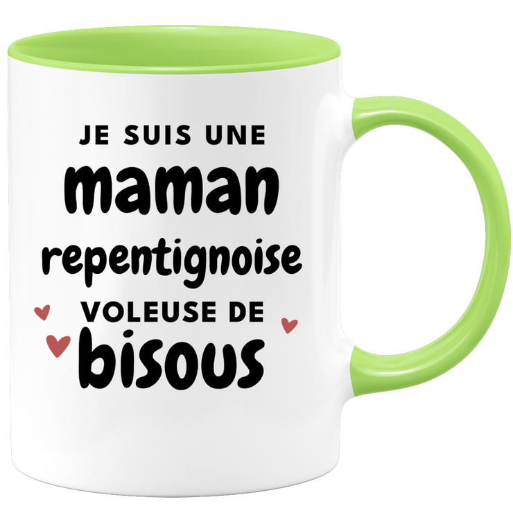 quotedazur - Mug Je Suis Une Maman Repentignoise Voleuse De Bisous - Cadeau Pour Repentignoise - Cadeau Personnalisé Pour Femme - Cadeau Original Pour Anniversaire, Noël, Future Maman Naissance