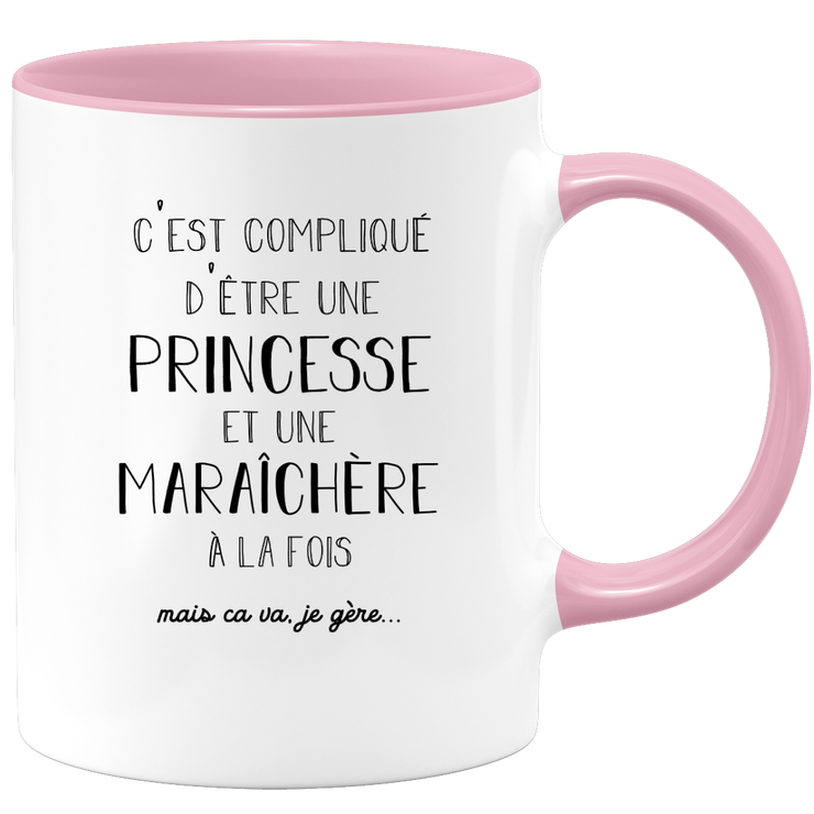 quotedazur - Mug Princesse Et Maraichere A La Fois Mais Je Gère - Tasse Cadeau Femme Travail Fête Des Mères Anniversaire - Cadeau Départ ou Noël Pour Une Maraichere