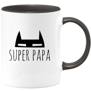 quotedazur Mug Super Papa - Humour Tasse Papa Cafe Cadeau Rigolo Original Humoristique Fun à Message Pour Homme - Idée Cadeau Fêtes Des Pères Noel Blanc Céramique