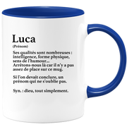 quotedazur - Mug Définition Prénom Luca Dieu Tout Simplement - Cadeau Humour Prénom - Idée Cadeau Famille Saint Valentin - Tasse Prénom Luca