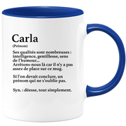 Mug Gift Carla - definition Carla - Personalized first name gift Birthday Woman Christmas departure colleague - Ceramic - White