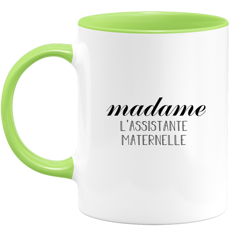 quotedazur - Mug Madame L'Assistante Maternelle - Cadeau Pour Assistante maternelle - Cadeau Personnalisé Pour Femme - Cadeau Original Anniversaire Ou Noël