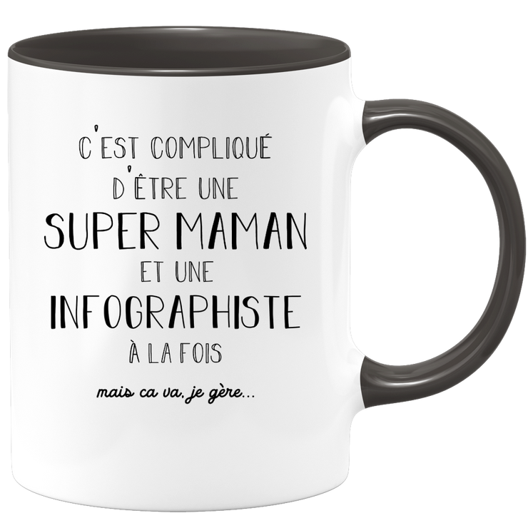 quotedazur - Mug Super Maman Et Infographiste A La Fois Mais Je Gère - Tasse Cadeau Maman Fête Des Mères Anniversaire - Cadeau Pour Jeune Ou Future Maman Suite À Une Naissance