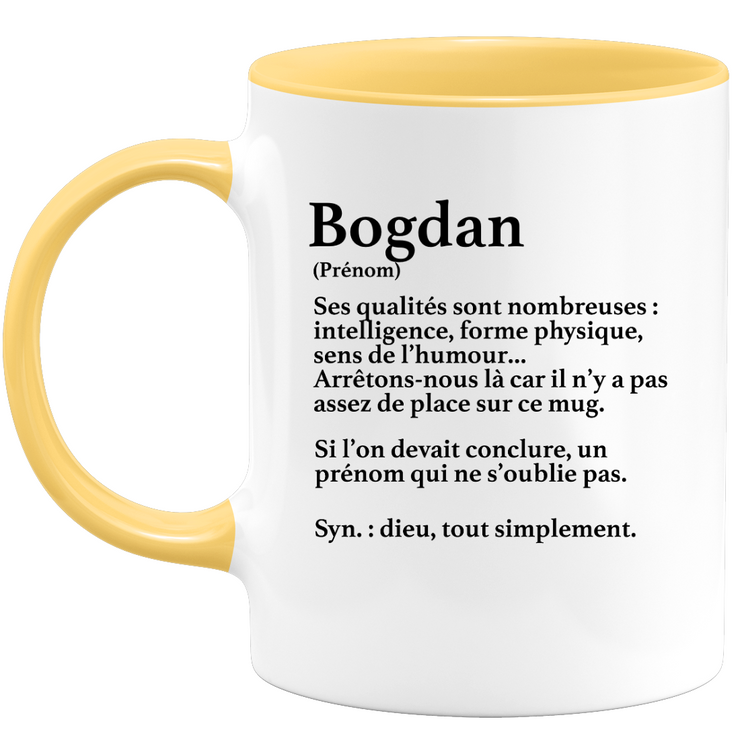 Mug Gift Bogdan - definition Bogdan - Personalized first name gift Birthday Man christmas departure colleague - Ceramic - White