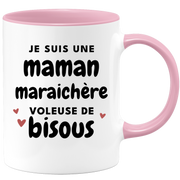 quotedazur - Mug Je Suis Une Maman Maraichère Voleuse De Bisous - Cadeau Fête Des Mères Original - Idée Cadeau Pour Anniversaire Maman - Cadeau Pour Future Maman Naissance