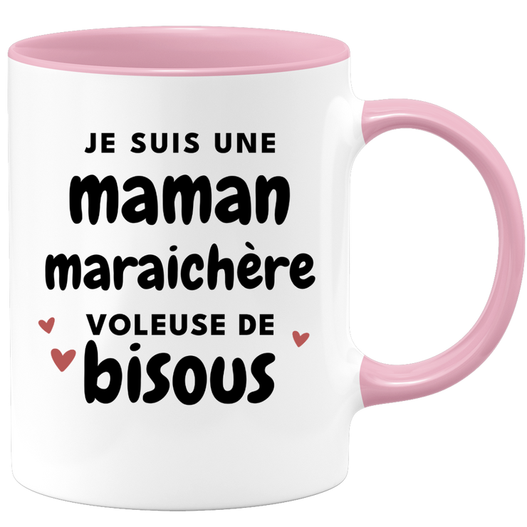 quotedazur - Mug Je Suis Une Maman Maraichère Voleuse De Bisous - Cadeau Fête Des Mères Original - Idée Cadeau Pour Anniversaire Maman - Cadeau Pour Future Maman Naissance