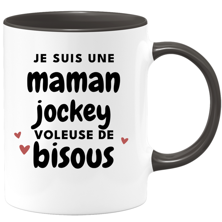 quotedazur - Mug Je Suis Une Maman Jockey Voleuse De Bisous - Cadeau Fête Des Mères Original - Idée Cadeau Pour Anniversaire Maman - Cadeau Pour Future Maman Naissance