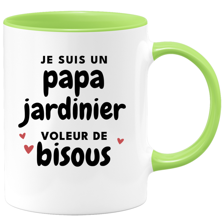 quotedazur - Mug Je Suis Un Papa Jardinier Voleur De Bisous - Cadeau Fête Des Pères Original - Idée Cadeau Pour Anniversaire Papa - Cadeau Pour Futur Papa Naissance