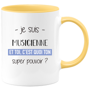 quotedazur - Mug Je Suis Musicienne Et Toi C'est Quoi Ton Super Pouvoir - Cadeau Humour Travail - Idée Cadeau Départ Collègue - Tasse Chef Musicienne - Idéal Pour Noël Au Bureau