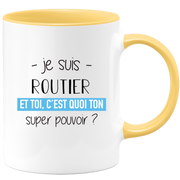 quotedazur - Mug Je Suis Routier Et Toi C'est Quoi Ton Super Pouvoir - Cadeau Humour Travail - Idée Cadeau Départ Collègue - Tasse Chef Routier - Idéal Pour Noël Au Bureau