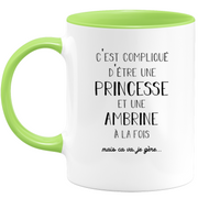 Ambrine gift mug - complicated to be a princess and an amber - Personalized first name gift Birthday woman Christmas departure colleague