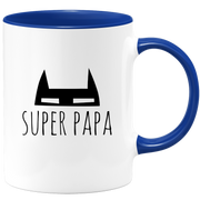 quotedazur Mug Super Papa - Humour Tasse Papa Cafe Cadeau Rigolo Original Humoristique Fun à Message Pour Homme - Idée Cadeau Fêtes Des Pères Noel Blanc Céramique