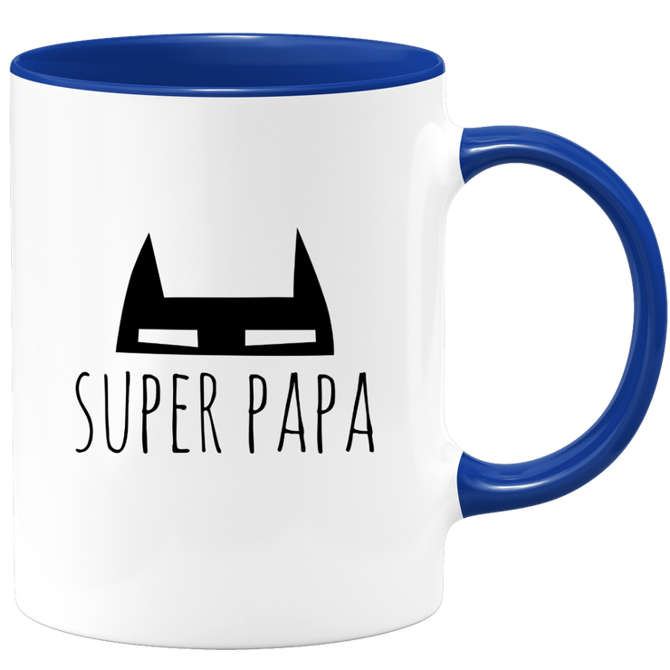 quotedazur Mug Super Papa - Humour Tasse Papa Cafe Cadeau Rigolo Original Humoristique Fun à Message Pour Homme - Idée Cadeau Fêtes Des Pères Noel Blanc Céramique