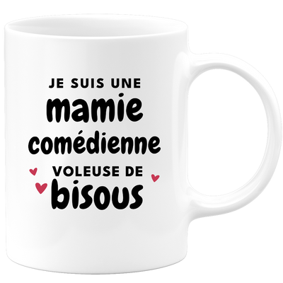 quotedazur - Mug Je Suis Une Mamie Comédienne Voleuse De Bisous - Cadeau Fête Des Grand Mères Original - Idée Cadeau Pour Anniversaire Mémé Théâtre - Cadeau Future Mamy Naissance