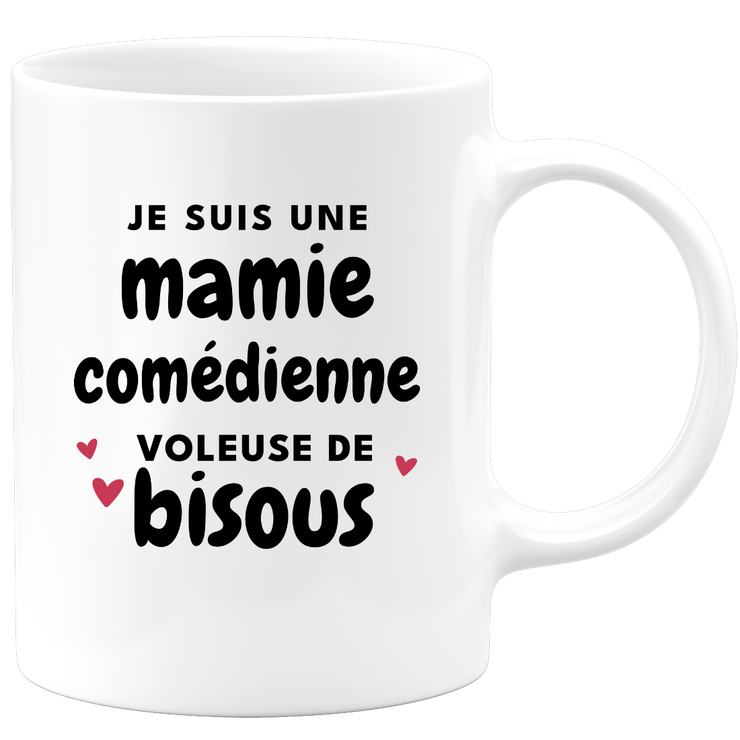 quotedazur - Mug Je Suis Une Mamie Comédienne Voleuse De Bisous - Cadeau Fête Des Grand Mères Original - Idée Cadeau Pour Anniversaire Mémé Théâtre - Cadeau Future Mamy Naissance