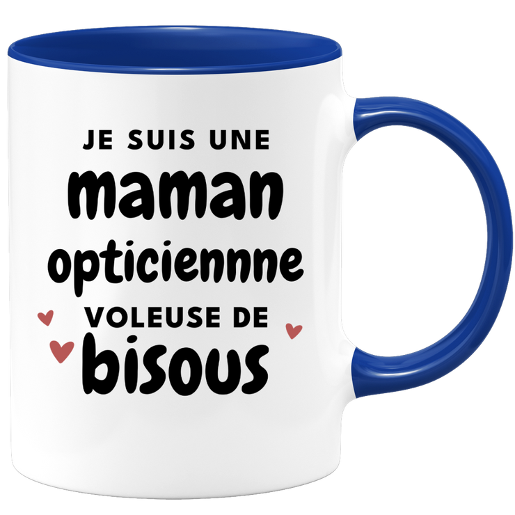 quotedazur - Mug Je Suis Une Maman Opticiennne Voleuse De Bisous - Cadeau Fête Des Mères Original - Idée Cadeau Pour Anniversaire Maman - Cadeau Pour Future Maman Naissance