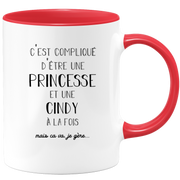 quotedazur - Mug Prénom Cindy Compliqué D'Être Une Princesse Et Une Cindy Mais Ca Va Je Gère - Cadeau Humour Prénom - Idée Cadeau  Saint Valentin - Tasse Prénom Cindy - Idéal Pour Noël