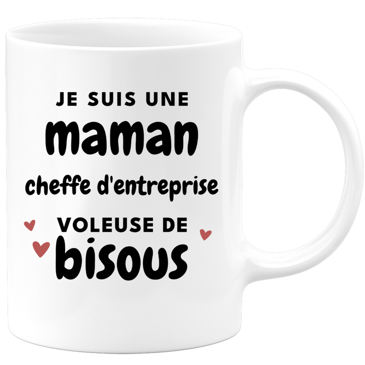 quotedazur - Mug Je Suis Une Maman Cheffe d'entreprise Voleuse De Bisous - Cadeau Fête Des Mères Original - Idée Cadeau Pour Anniversaire Maman - Cadeau Pour Future Maman Naissance