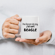 quotedazur - Mug Pas Besoin De Psy J'ai Un Beagle - Cadeau Humour Chien - Tasse Originale Animaux Cadeau Noël Anniversaire