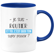 quotedazur - Mug Je Suis Routier Et Toi C'est Quoi Ton Super Pouvoir - Cadeau Humour Travail - Idée Cadeau Départ Collègue - Tasse Chef Routier - Idéal Pour Noël Au Bureau