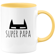 quotedazur Mug Super Papa - Humour Tasse Papa Cafe Cadeau Rigolo Original Humoristique Fun à Message Pour Homme - Idée Cadeau Fêtes Des Pères Noel Blanc Céramique