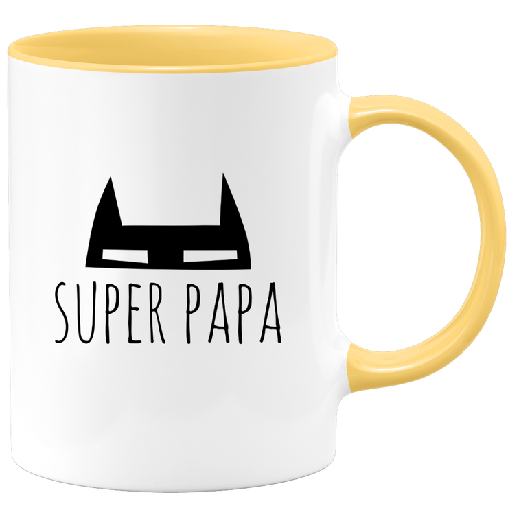 quotedazur Mug Super Papa - Humour Tasse Papa Cafe Cadeau Rigolo Original Humoristique Fun à Message Pour Homme - Idée Cadeau Fêtes Des Pères Noel Blanc Céramique