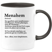 quotedazur - Mug Définition Prénom Menahem Dieu Tout Simplement - Cadeau Humour Prénom - Idée Cadeau Famille Saint Valentin - Tasse Prénom Menahem