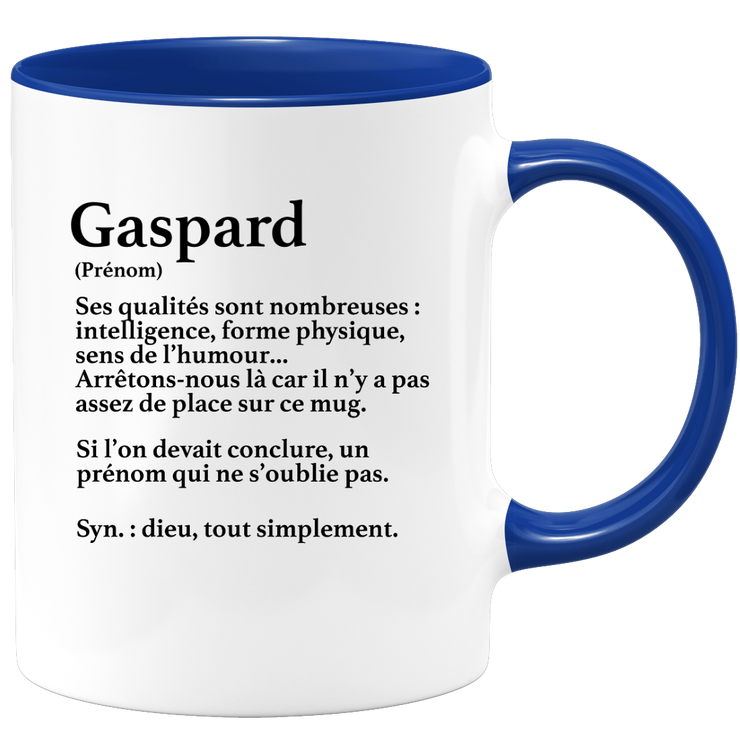 quotedazur - Mug Définition Prénom Gaspard Dieu Tout Simplement - Cadeau Humour Prénom - Idée Cadeau Famille Saint Valentin - Tasse Prénom Gaspard