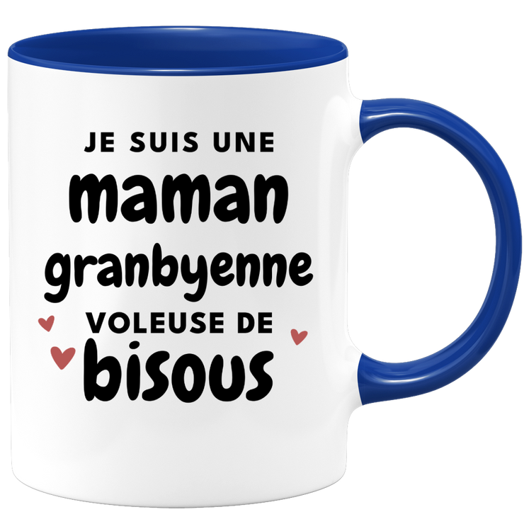 quotedazur - Mug Je Suis Une Maman Granbyenne Voleuse De Bisous - Cadeau Pour Granbyenne - Cadeau Personnalisé Pour Femme - Cadeau Original Pour Anniversaire, Noël, Future Maman Naissance