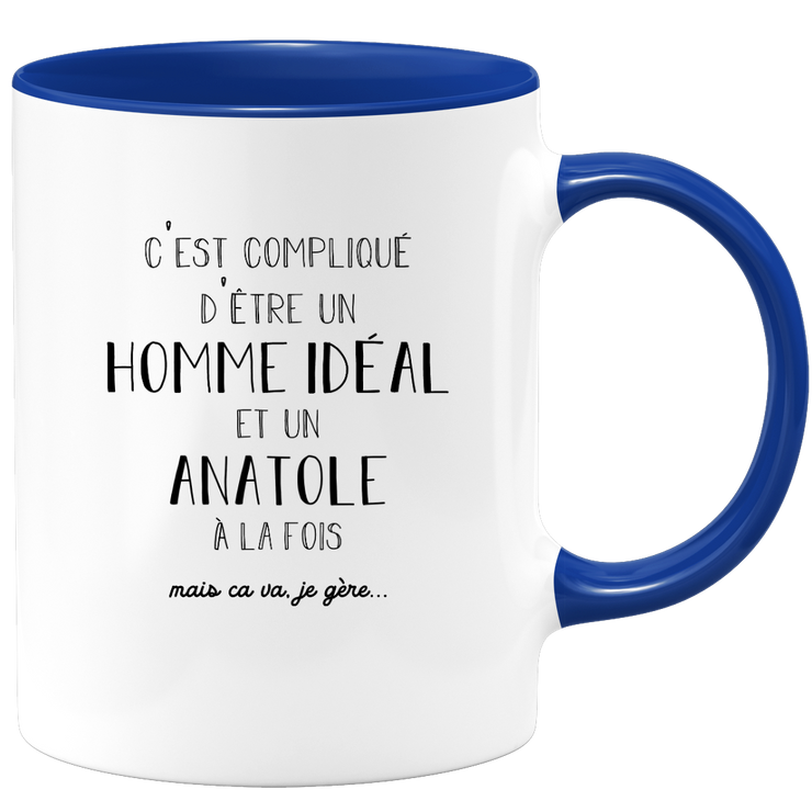 quotedazur - Mug Compliqué D'Être Un Homme Idéal Et Un Anatole Mais Ça Va Je Gère - Cadeau Humour Prénom - Idée Cadeau Famille Saint Valentin - Tasse Prénom Anatole