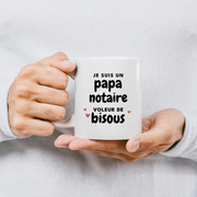 quotedazur - Mug Je Suis Un Papa Notaire Voleur De Bisous - Cadeau Fête Des Pères Original - Idée Cadeau Pour Anniversaire Papa - Cadeau Pour Futur Papa Naissance