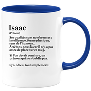 Isaac Gift Mug - Isaac definition - Personalized first name gift Birthday Man Christmas departure colleague - Ceramic - White