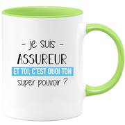 quotedazur - Mug Je Suis Assureur Et Toi C'est Quoi Ton Super Pouvoir - Cadeau Humour Travail - Idée Cadeau Départ Collègue - Tasse Chef Assureur - Idéal Pour Noël Au Bureau