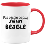 quotedazur - Mug Pas Besoin De Psy J'ai Un Beagle - Cadeau Humour Chien - Tasse Originale Animaux Cadeau Noël Anniversaire